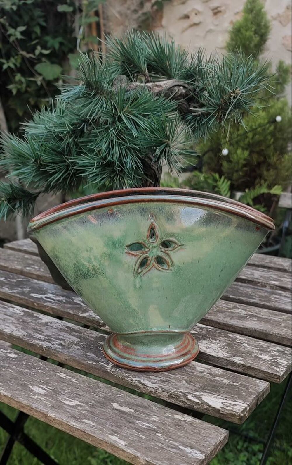 Vase jardini&egrave;re ajour&eacute; en gr&egrave;s Jean-Pierre Prud'homme 