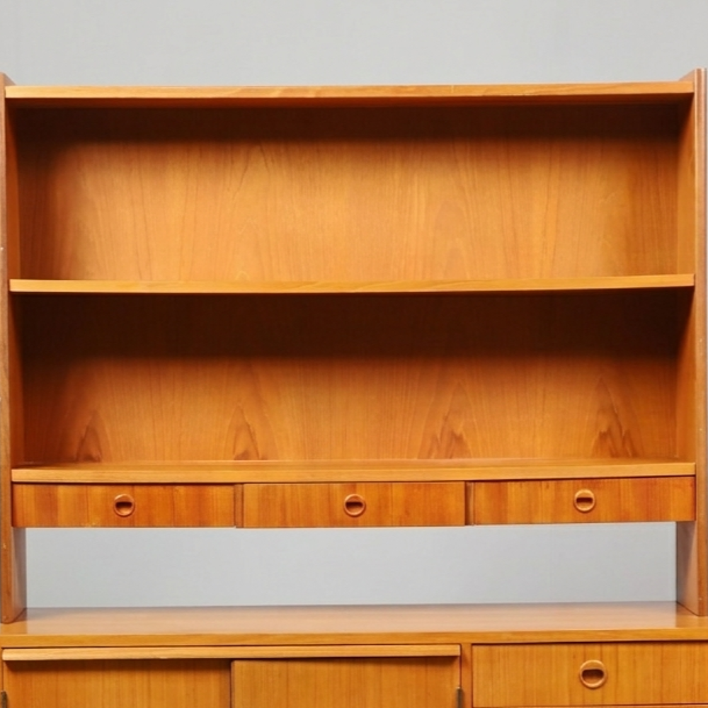 Biblioth&egrave;que vintage en teck avec secr&eacute;taire abattant Meubles