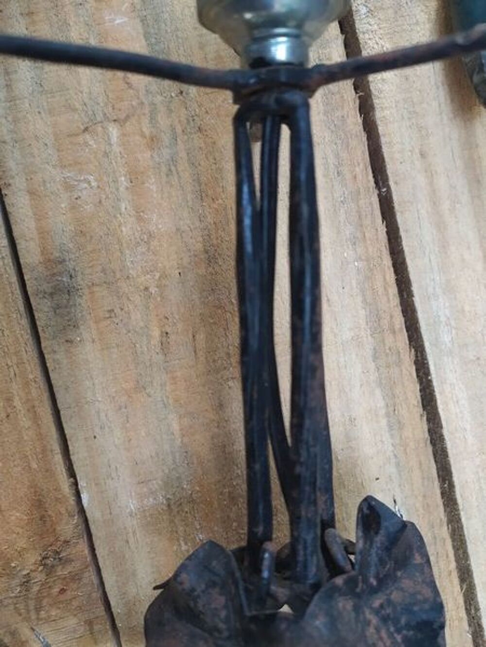 Lampe Fer forg&eacute; Verre Paysage Art Nouveau Style Legras 