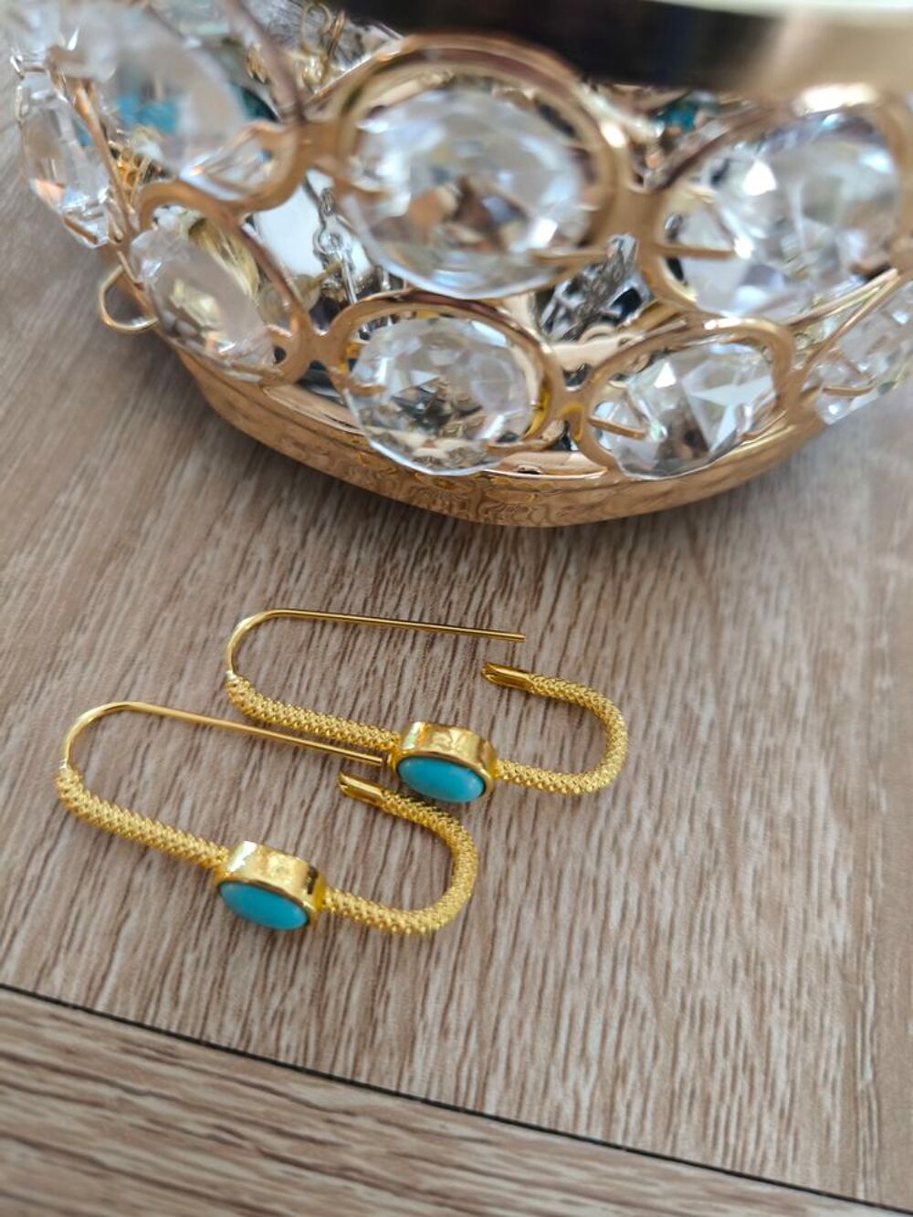 Boucles d'oreilles vermeil et turquoises v&eacute;ritable envoi off Bijoux et montres