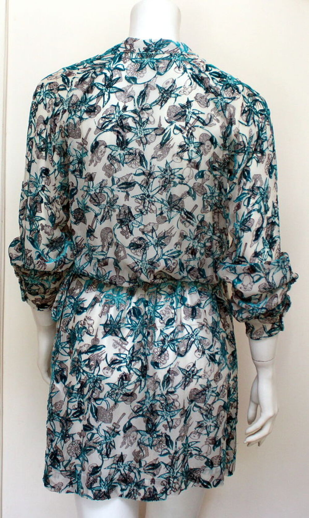Robe motifs bleu velours turquoise ZADIG &amp; VOLTAIRE T. M Vêtements