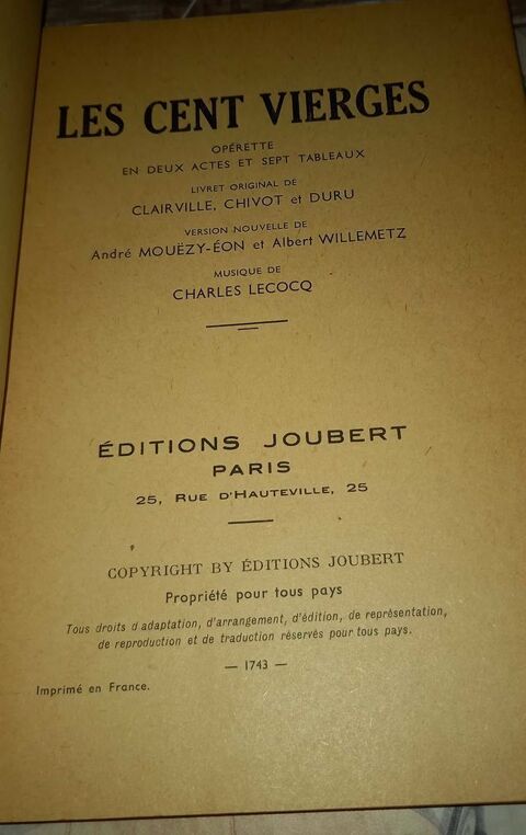 l opérette pièce de théâtre les cent vierges Paris 14 (75)