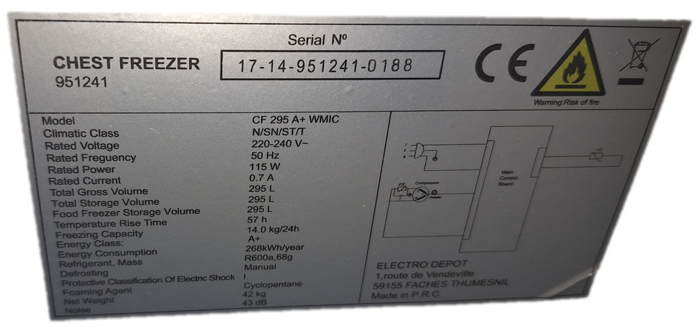 cong&eacute;lateur coffre VALBERG 295 LITRES Electroménager