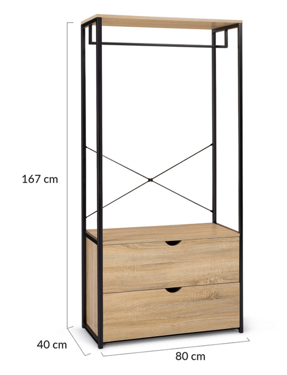 Dressing industriel 2 tiroirs 80 cm Meubles