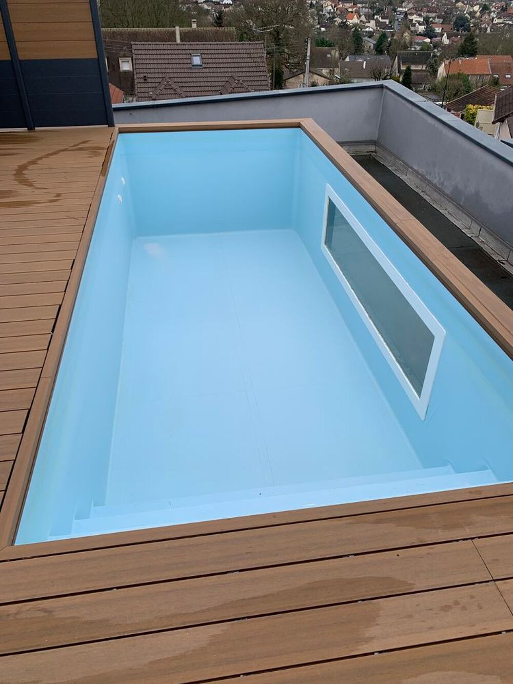 Piscine Container avec hublot vitr&eacute; Jardin