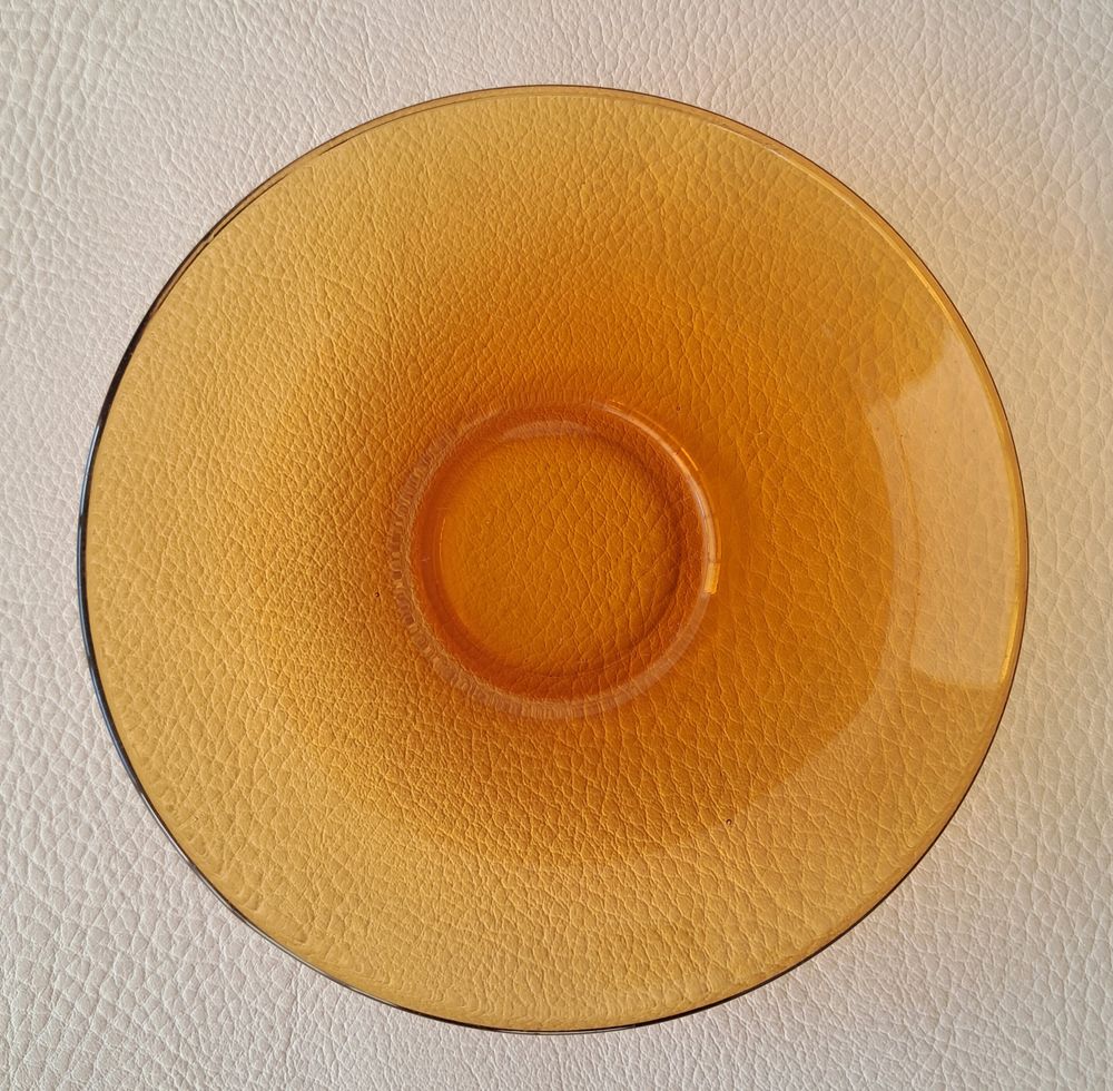 Lot de 3 soucoupes &agrave; caf&eacute; en verre color&eacute; jaune duralex Cuisine