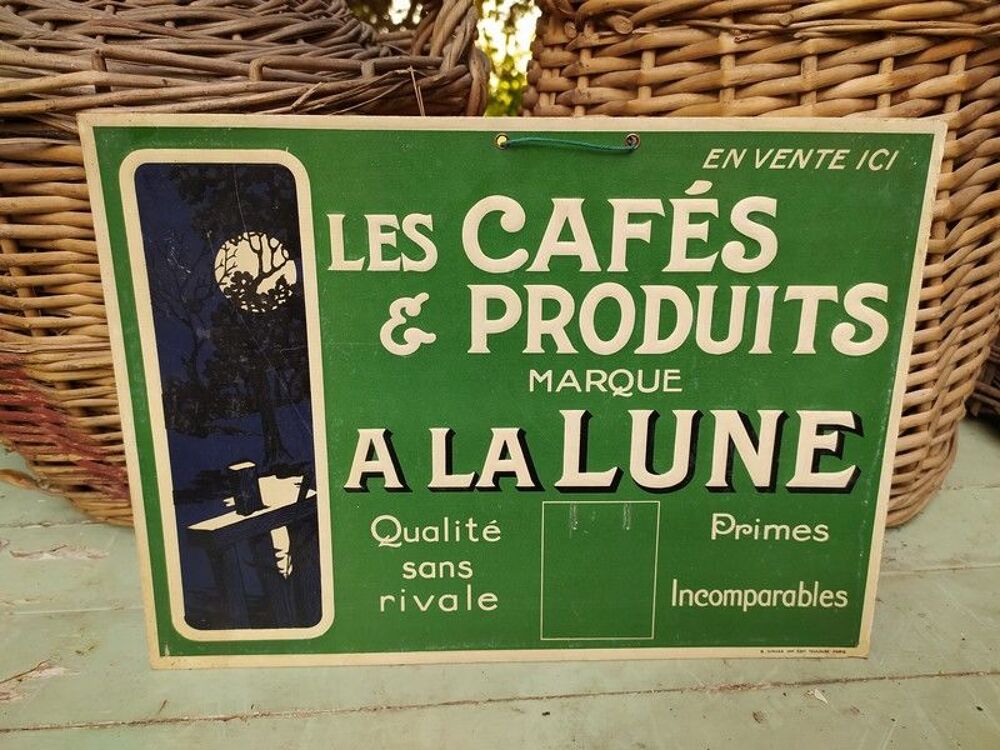 Ancien Carton Publicitaire Les Caf&eacute;s &amp; Produits A La Lune 