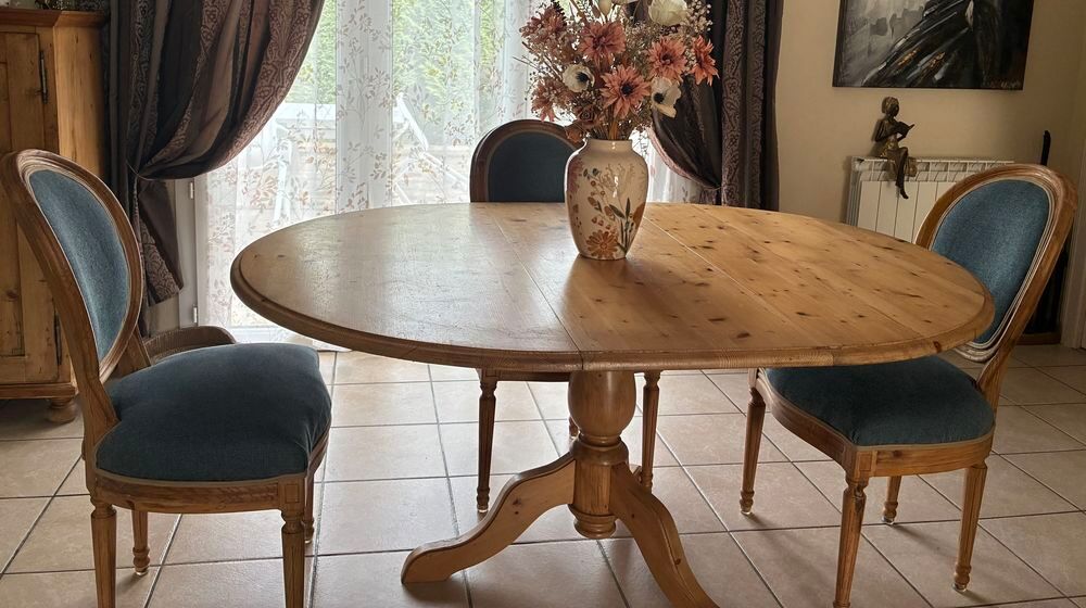 Table ronde extensible en bois massif Meubles
