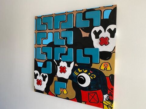 Tableau  100 x 100 teck et lave �maill�e
sur bois 2500 Saint-Tropez (83)