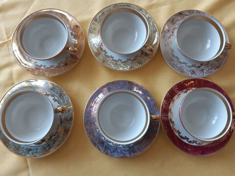 6 tasses et soucoupes en porcelaine irisée 18 Bischwiller (67)
