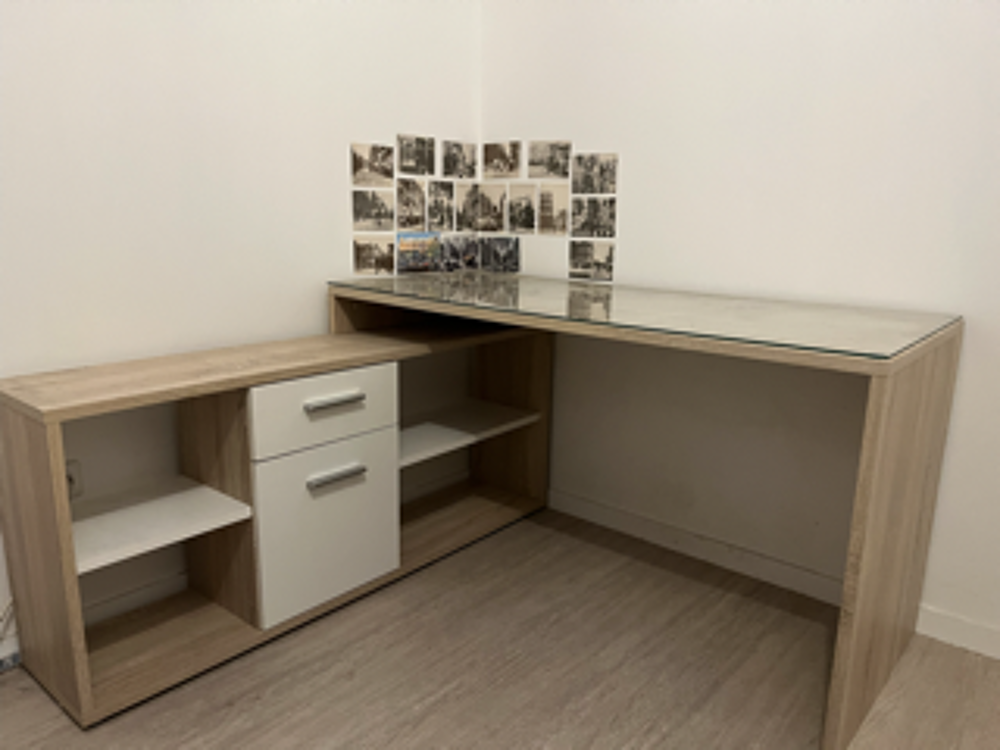 Bureau angle 140x140 + plaque verre Meubles