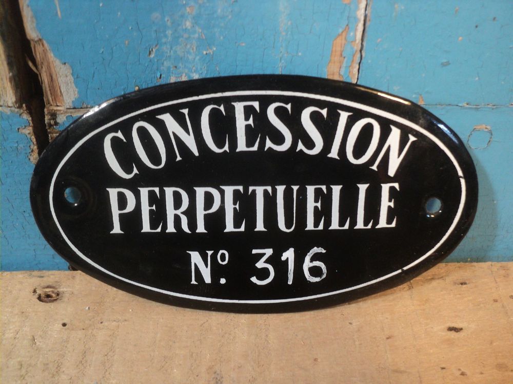 Plaque &Eacute;maill&eacute;e Concession Perp&eacute;tuelle N&deg; Au Choix Décoration