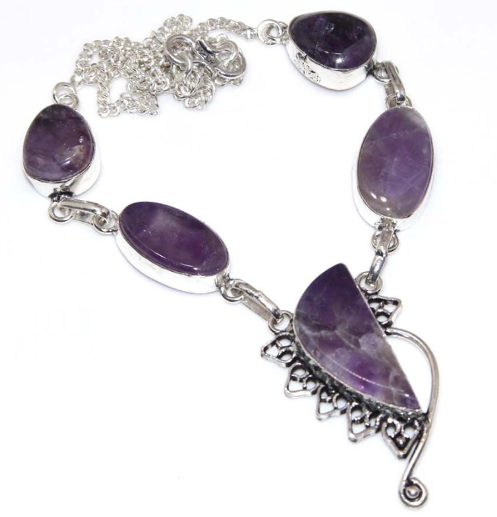 Collier AMETHYSTE, Plaqu&eacute; argent 925 Bijoux et montres