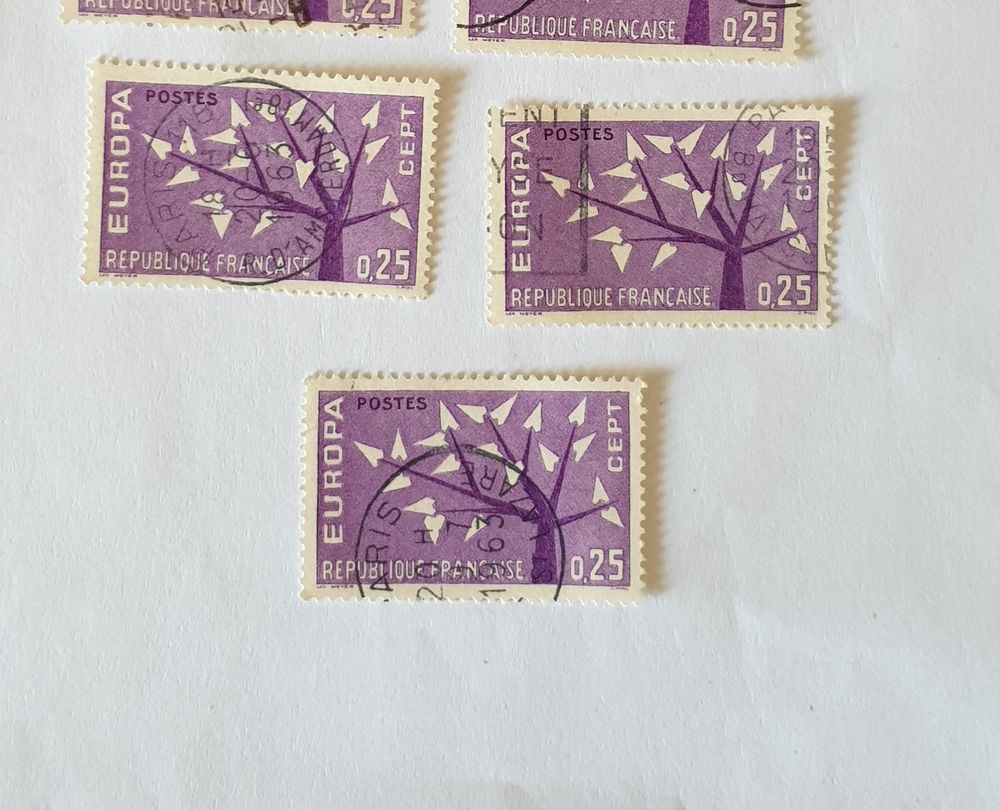 Timbre france europa 0.25 f 1962- lot 0.12 euro ou 0.04 euro 