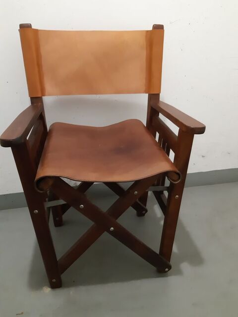 Fauteuil safari en bois et cuir 140 Nogent-sur-Marne (94)
