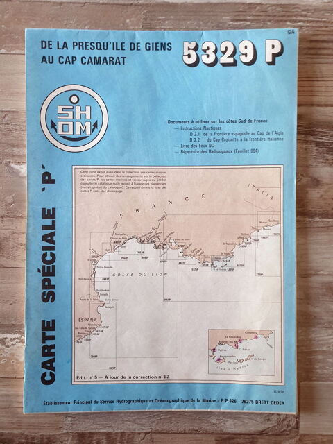 Carte maritime sp�ciale P de SHOM n�5329P de Giens � Camarat Tours (37)