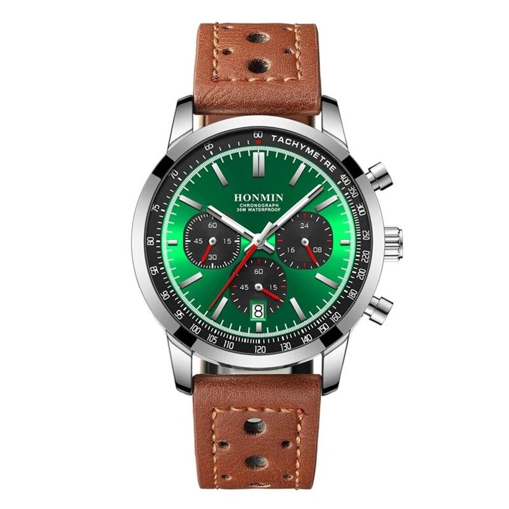 Montre bracelet en cuir &eacute;tanche pour homme, chrono Bijoux et montres