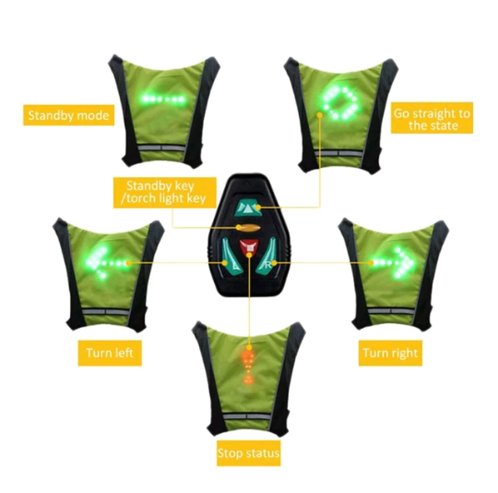 Gilet de s&eacute;curit&eacute; v&eacute;lo Led sans fil Adulte Enfants unisex Vélos
