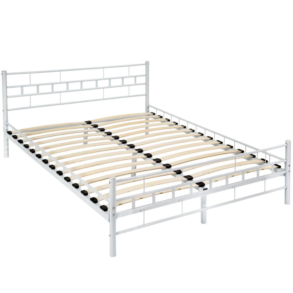 Lit 2 personnes et sommier &eacute;tat neuf! (BLANC) 200x140 CM Meubles