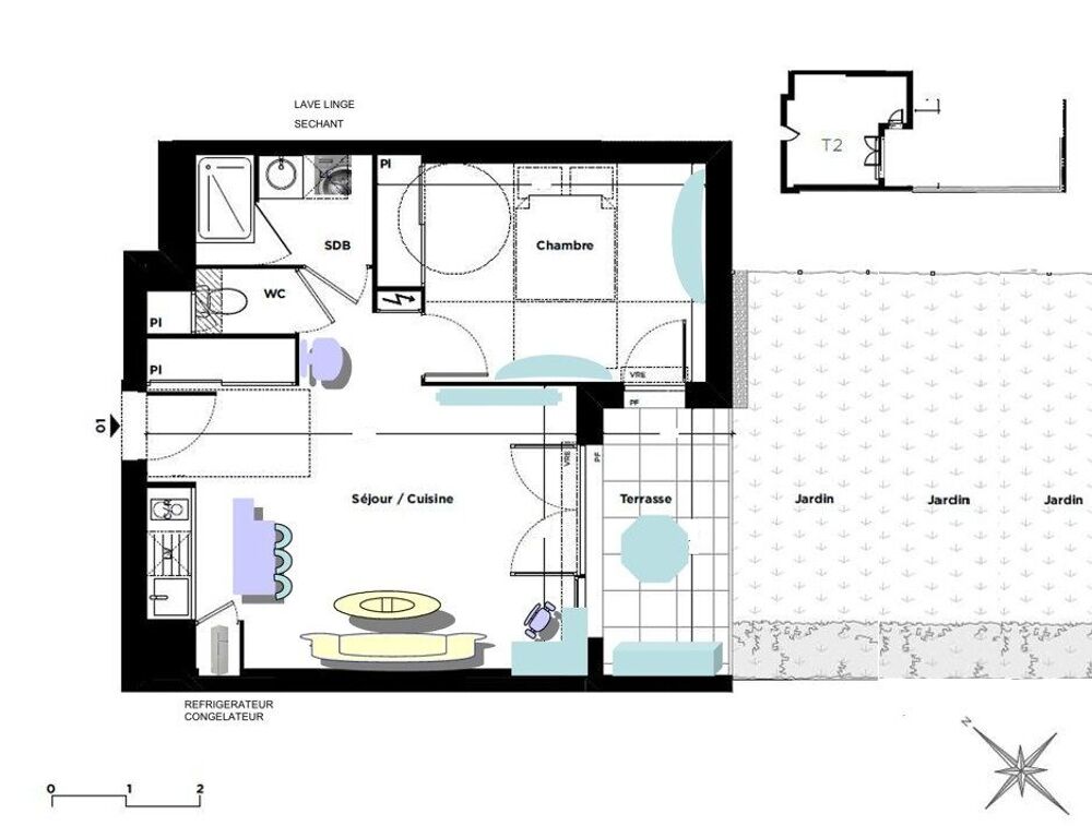 Vente Appartement T2  + JARDIN PRIVATIF 60 m² Particulier Sans frais d'agent Toulouse