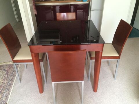 Table à manger extensible en bois et vitre avec 4 chaises 150 Paris 16 (75)