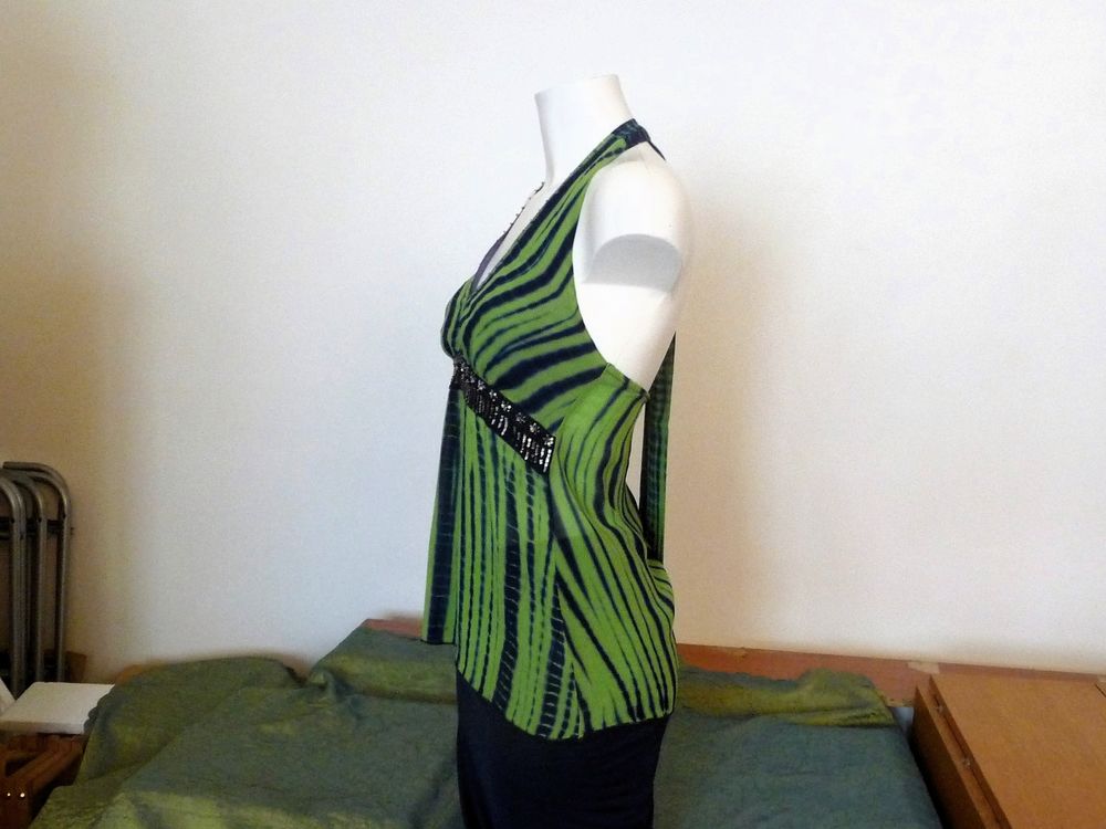 Top/ Tunique Dos Nu 100% Soie Vert Lien &agrave; Nouer- Hale Bob Vêtements