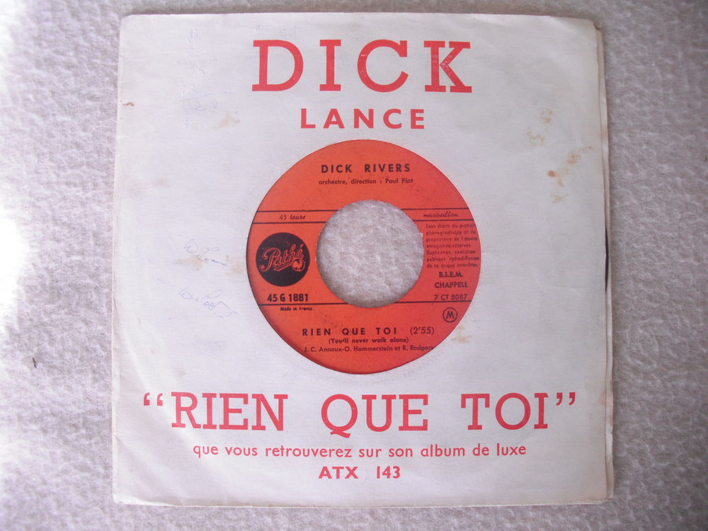 DICK RIVERS rien que toi CD et vinyles