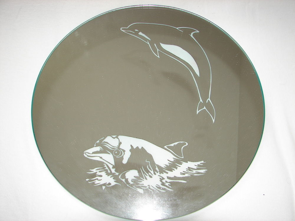 Miroir rond decor dauphins Décoration