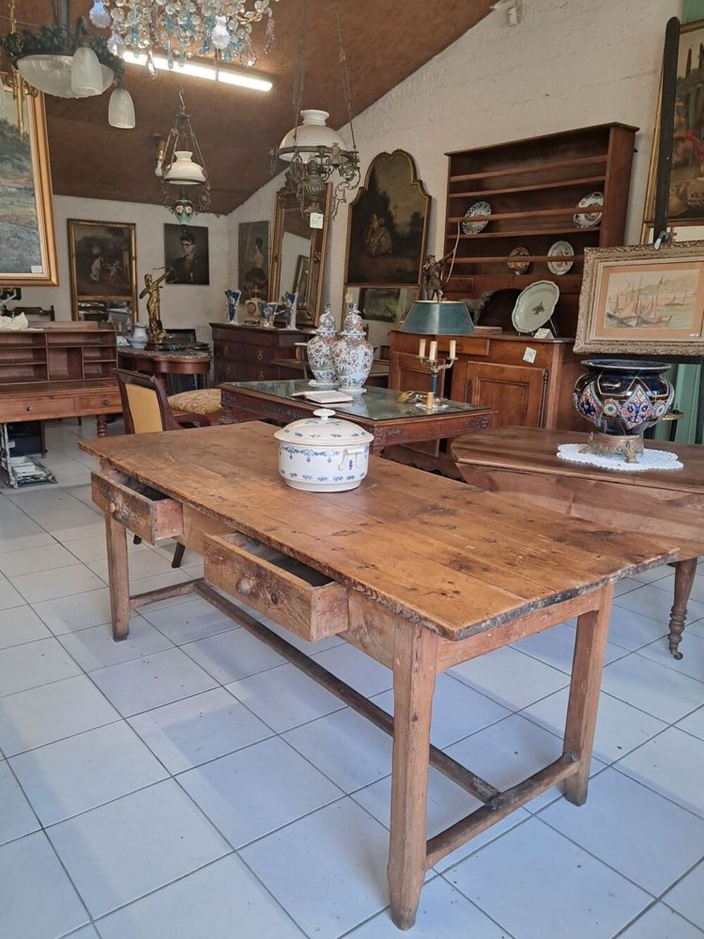Table de ferme ancienne, en pin Meubles