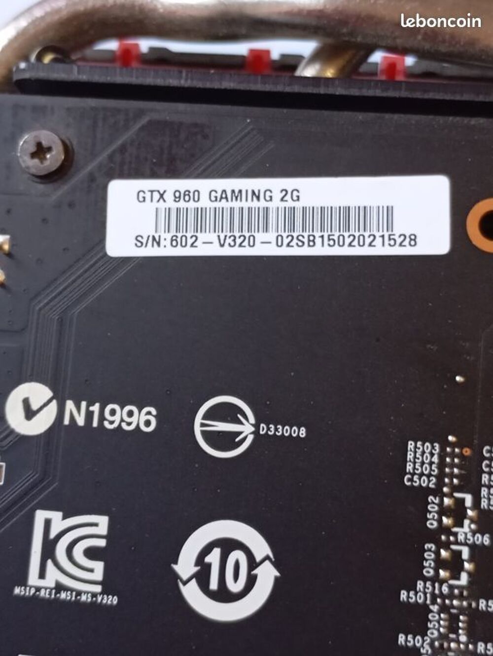 Carte graphique MSI GeForce GTX960 gaming 2G
Matériel informatique