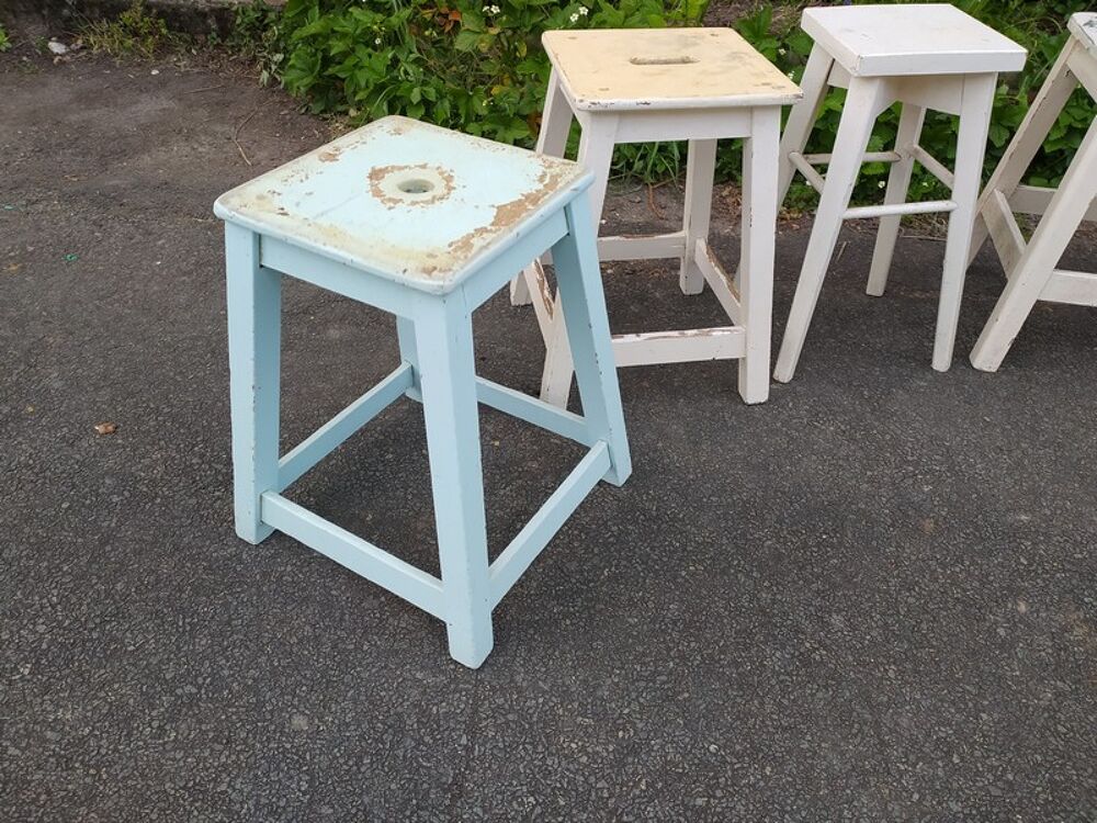 Anciens Tabourets Bois Style Ferme Vintage Meubles