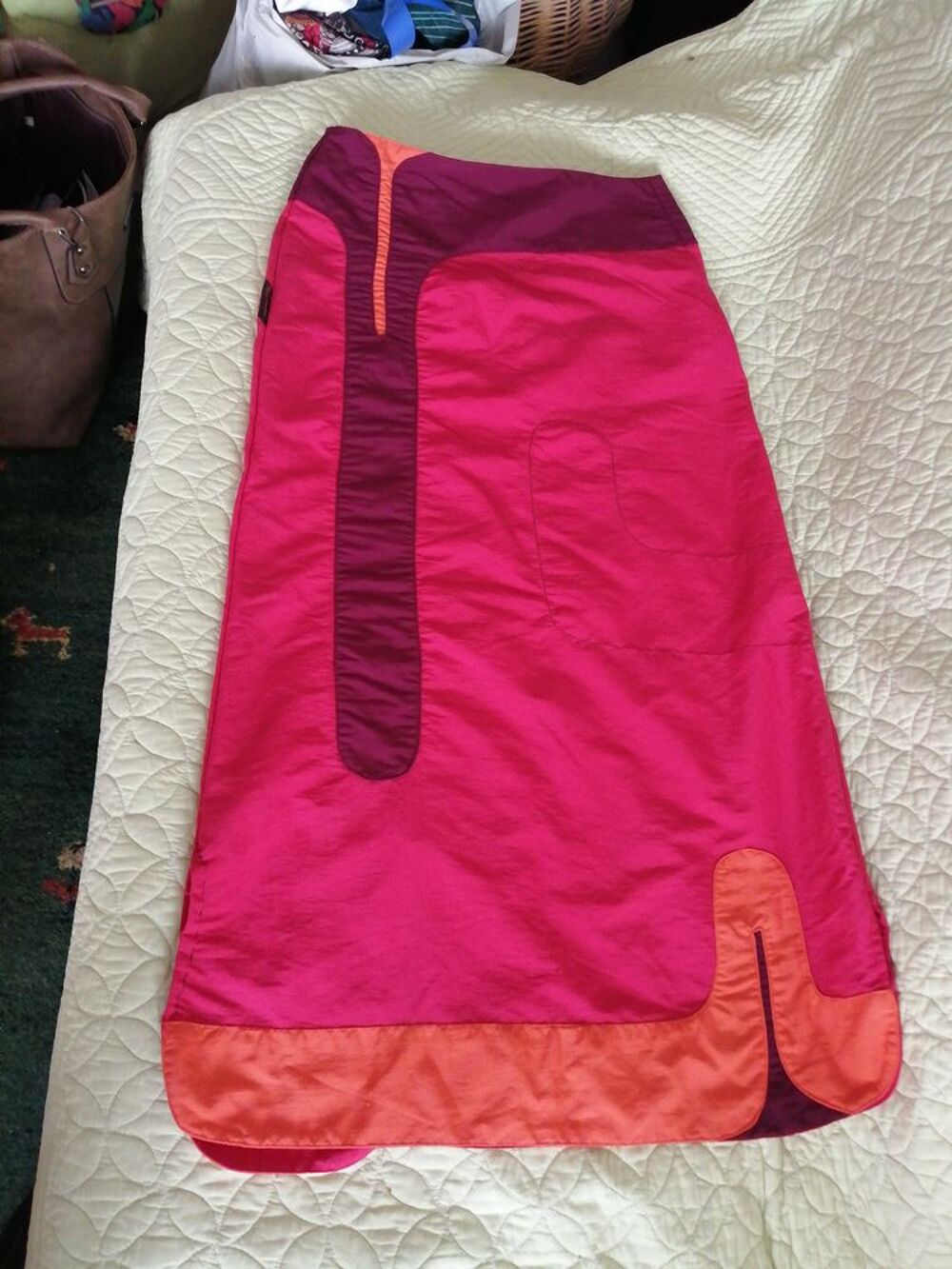 jupe longue coton rouge, orange et marron Vêtements