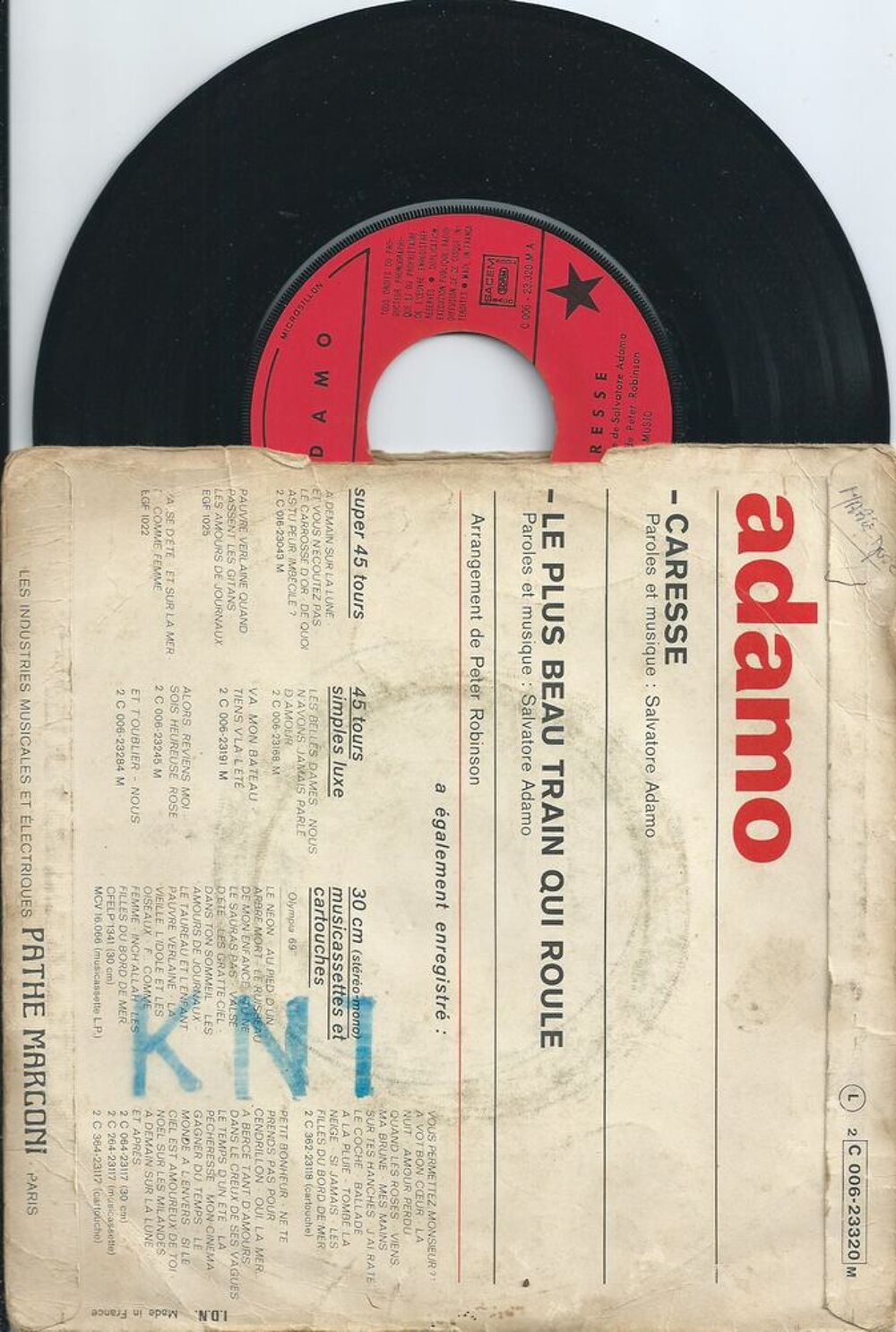 Disque Vinyle 45 T , Adamo Caresse CD et vinyles
