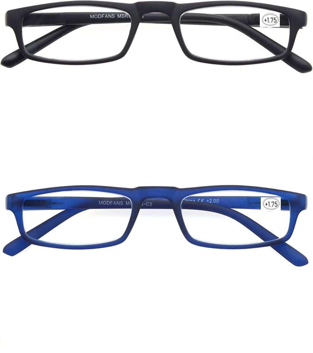 Lot de 2 Lunettes de Lecture Mixte, Monture L&eacute;g&egrave;re Noir/Bleu Livres et BD