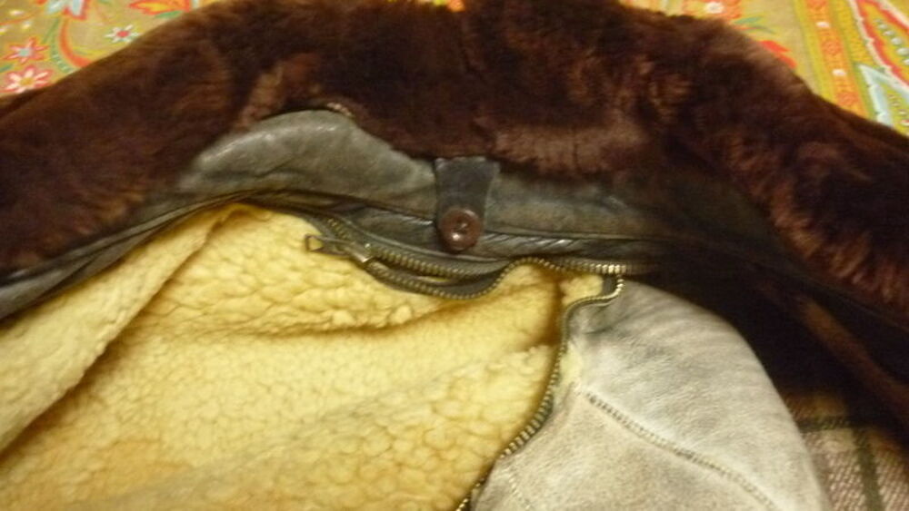 Blouson cuir noir - moto/aviateur + canadienne cuir 1960. Vêtements