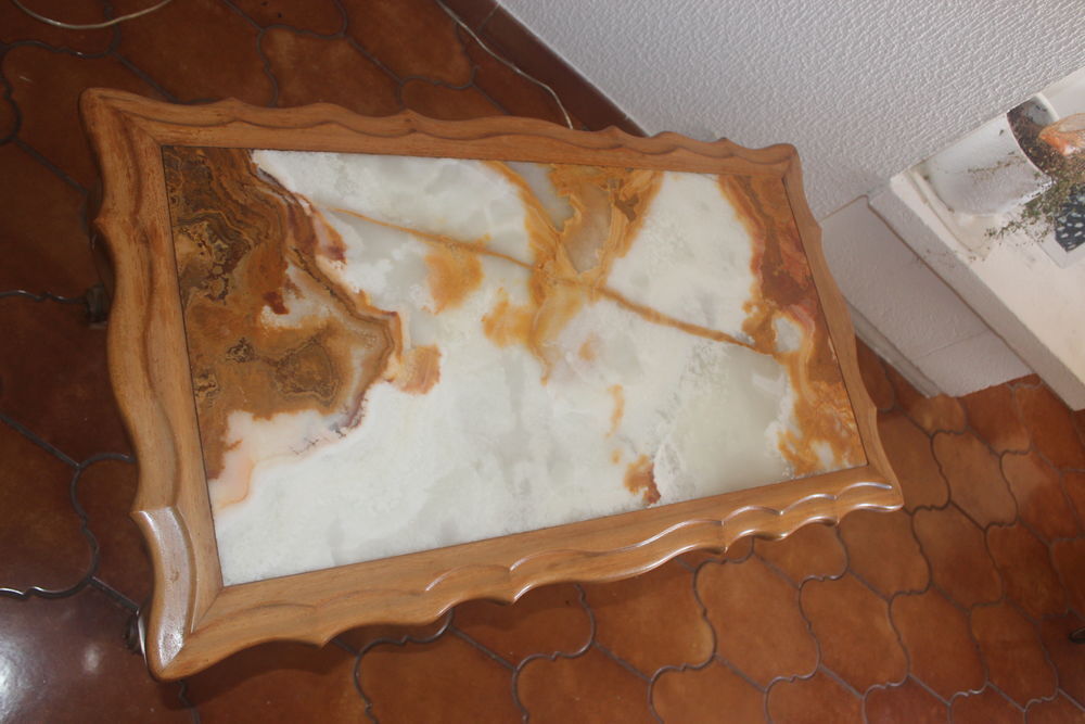 TABLE BASSE BOIS AVEC MARBRE Meubles