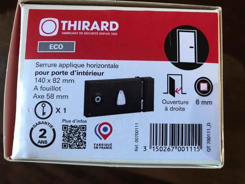 Serrure applique THIRARAD 140x80, horizontal, droite, neuve Bricolage