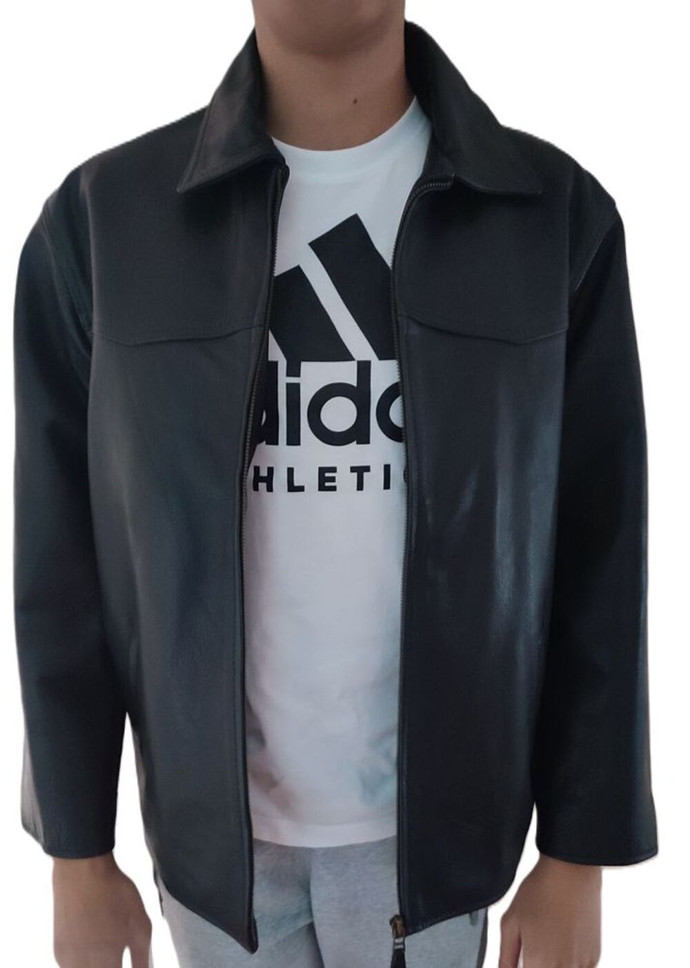 BLOUSON HOMME NOIR CUIRE REDSKINS TAILLE M Vtements