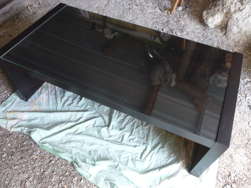 Table basse bois dessus verre Meubles