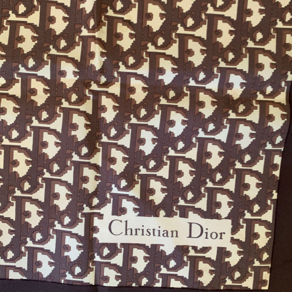 Carre Foulard Christian Dior Marron Tbe Vintage Vêtements
