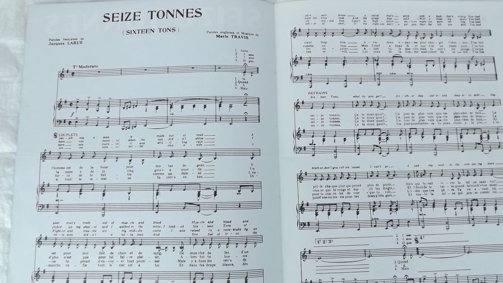 Partition bilingue Sixteen Tons 