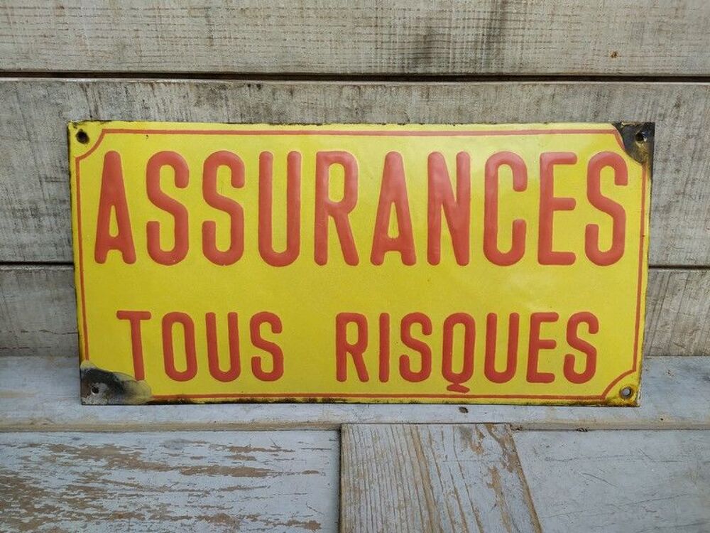 Ancienne Plaque &Eacute;maill&eacute;e Assurances Tous Risques 