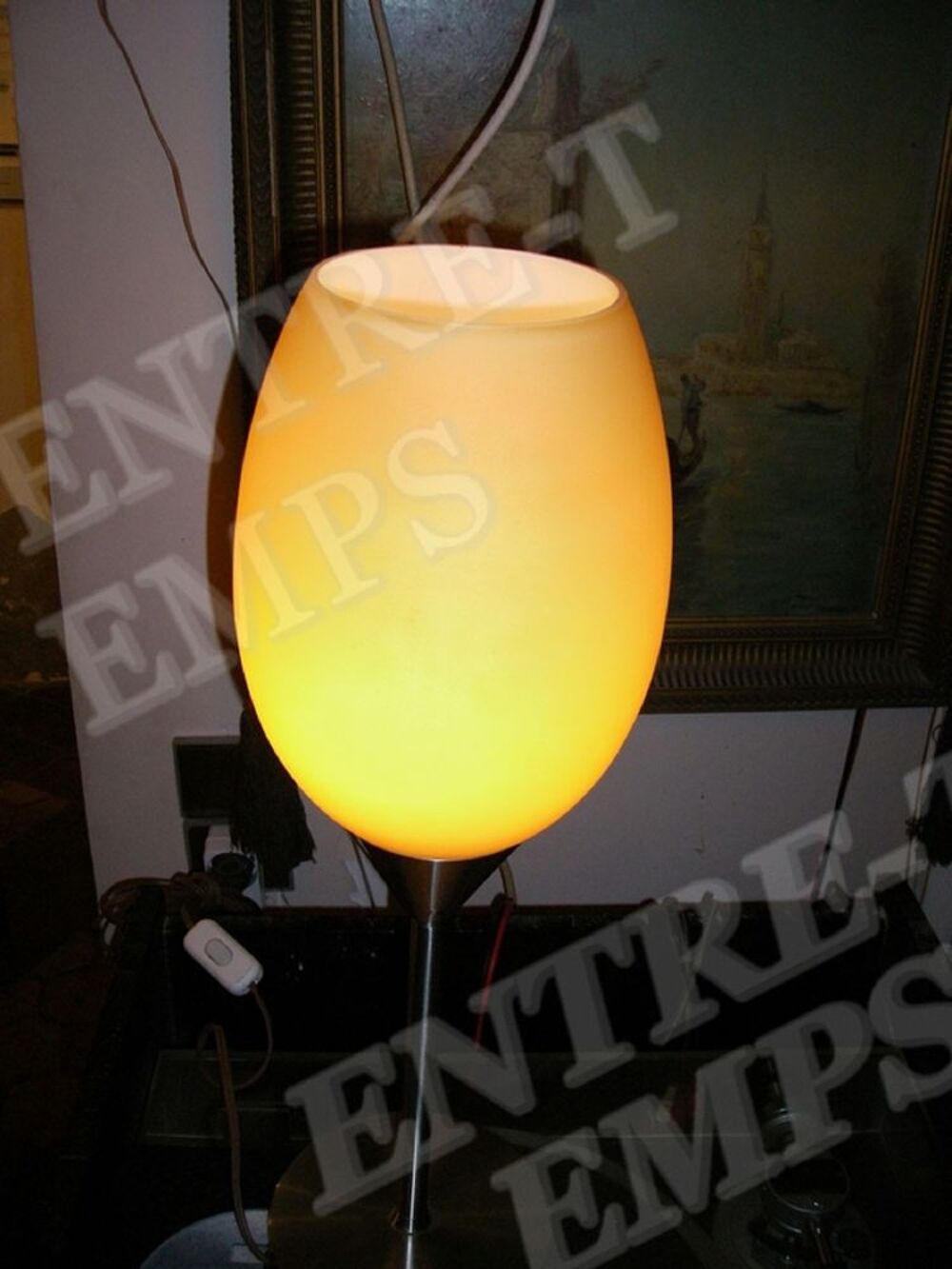 BELLE LAMPE OVO&Iuml;DE M&Eacute;TAL CHROM&eacute; ORANGE &amp; BLANCHE ART MODERNE Décoration