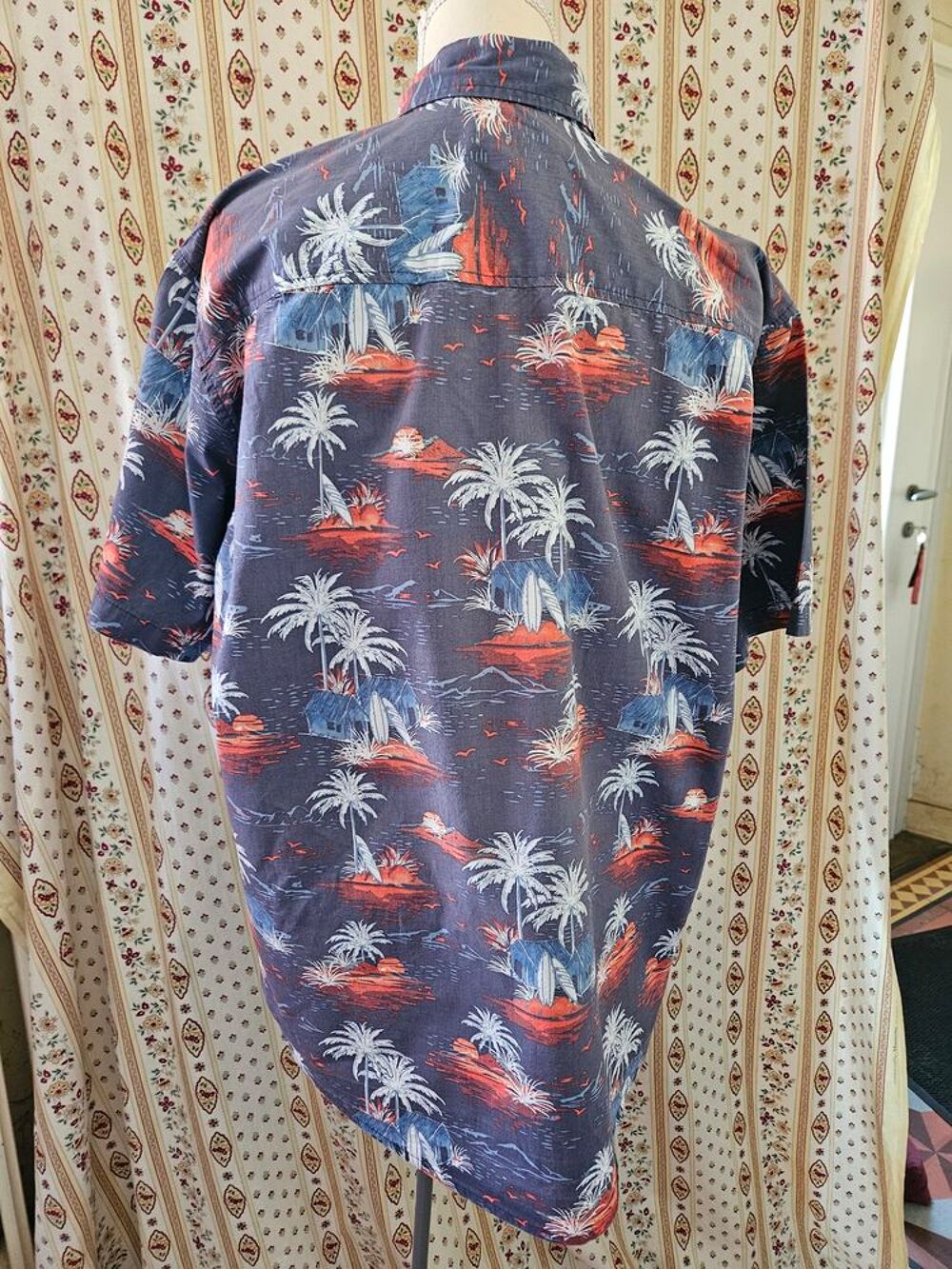 Chemise Hawa&iuml;enne Tahitienne ATLAS FOR MEN Bleu taille L Vêtements