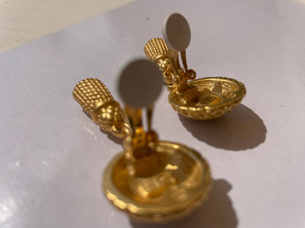 BO Boucle d'oreille clip passementerie + pendant dor&eacute; Sonia Bijoux et montres