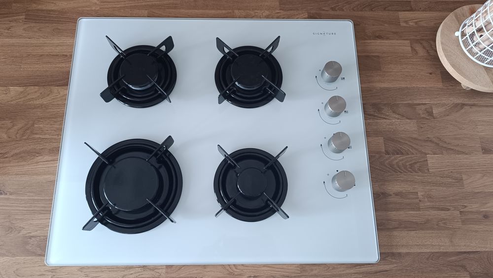Table de cuisson gaz en verre blanc Electroménager