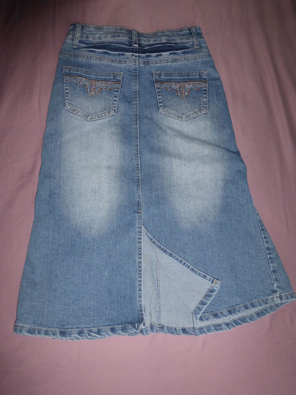 JUPE TRAPEZE jeans bleu d&eacute;lav&eacute; - M Vêtements