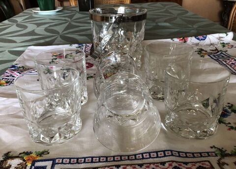 6 Verres à whisky Cristal d'Arques modèle Sully + Seau à gla Bailly (78)