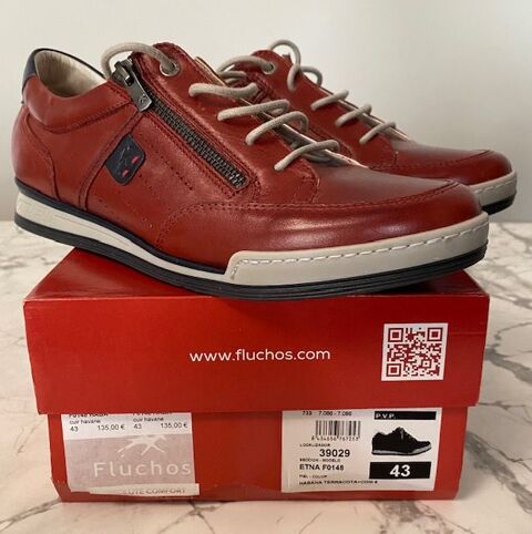 Baskets cuir havane rouge, homme, modèle HABA, taille 43 80 Le Perreux-sur-Marne (94)