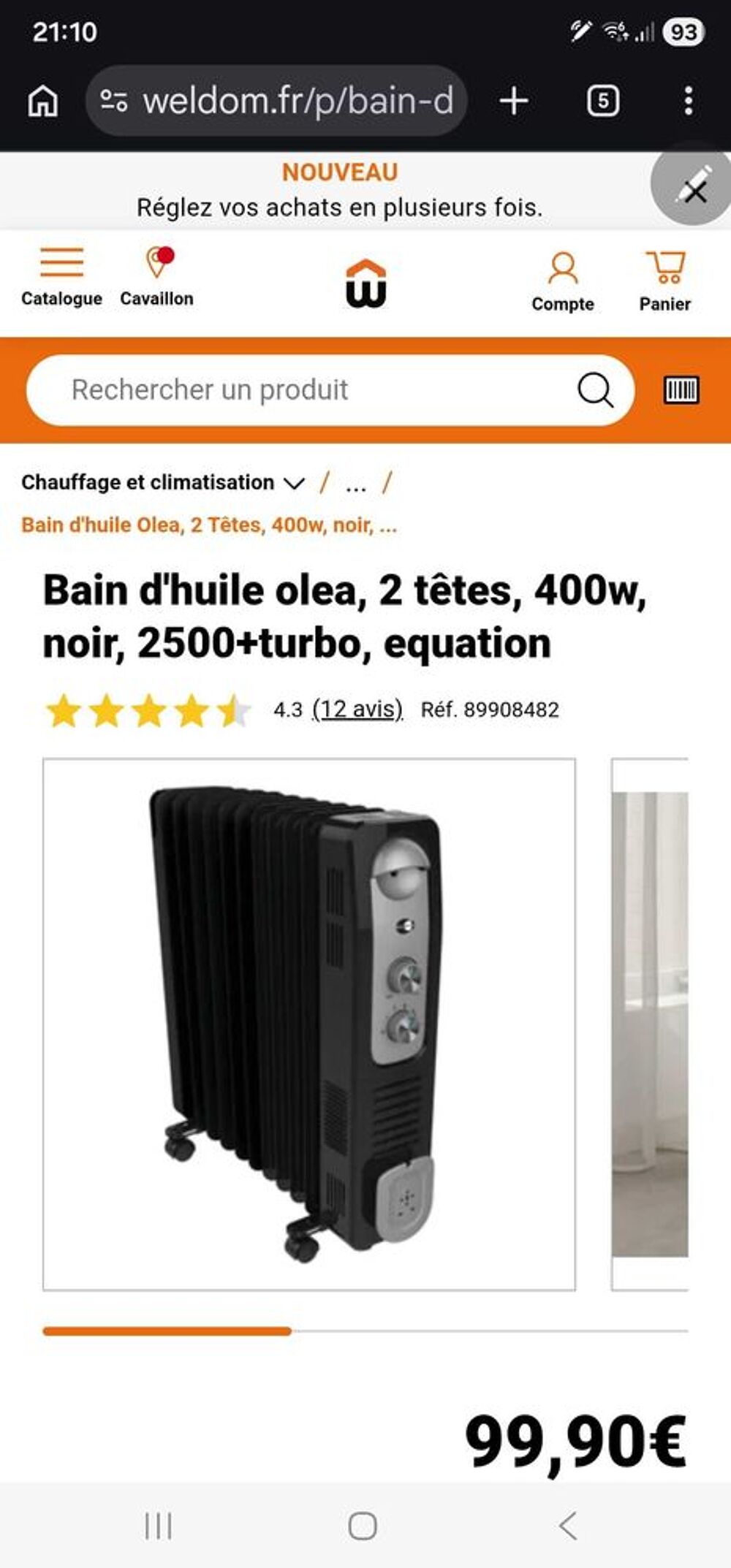 Chauffage bain d'huile Electroménager